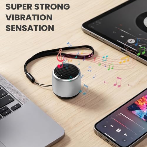 Best Mini Portable Bluetooth Speaker with HD Sound & Bass I Smallest Wireless Bluetooth Speakers for Phone/PC/Tablet I Photo Selfie Button Answer Phone Calls I Cute Tiny Speaker (Silver) - color: silver