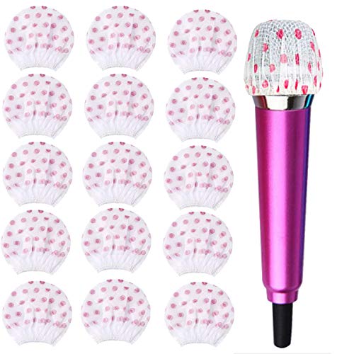 N / A 200 Pieces Disposable Microphone Cover, Protective Mic Cap, Hygiene Microphone Cover, Fit to O Shape Microphones, for KTV, Recording Studio, Lectures(White-red dot)