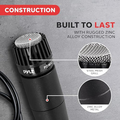 PylePro Dynamic Handheld Microphone, Professional Moving Coil Mic with Built-in Pop Filter, Wide Frequency Response, High Signal Output, Rugged Design, Low Noise Circuitry, 15' ft. XLR Cable Included - style: 1-Pack