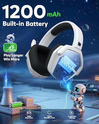 NUBWO G06 Pro Wireless Gaming Headset with Charging Station for Headset & PS5 Controller, 17ms Low Latency, 120H Battery Life, Dynamic 50mm Drivers-White (Only Compatible with PS5) - color: white black