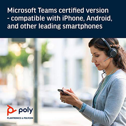 Plantronics - Voyager Focus UC (Poly) - Bluetooth Dual-Ear (Stereo) Headset with Boom Mic - USB-A Compatible with PC and/or Mac - Active Noise Canceling - Works with Teams (Certified), Zoom & more