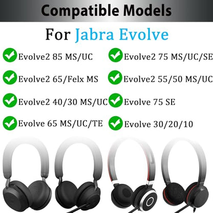 Adhiper Universal Headband Cover for Jabra Evolve 2 85/75/65/55/50/40/30 | for Jabra Evolve 75/65/40/30/20, Evolve3 85/75 Headsets, 6mm Thick Neoprene Cushion Covers , with Hanging Loop