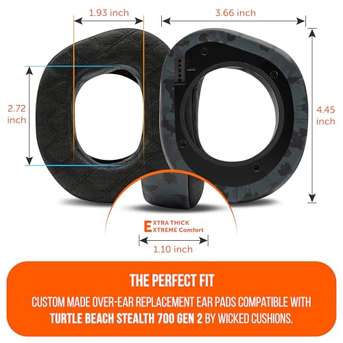 WC Freeze V2 Stealth 700 Gen 2 - Earpads for Turtle Beach Stealth 700 Gen 2 | Made by Wicked Cushions | New Freeze V2 Cooling Fabric, Enhanced Comfort & Isolation | Black Camo - color: Black Camo