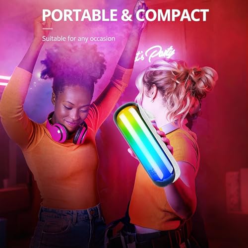 T&G Bluetooth Speaker RGB Lights, 15W Loud Stereo Sound | IPX5 Waterproof Shower Speaker, 24H Battery Portable for Outdoor Party Beach Pool (Gray) - color: Gray