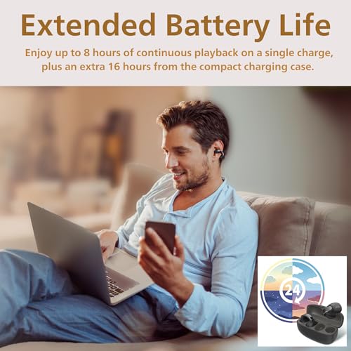 JVC Nearphones HANP1TB Open Ear True Wireless Headphones, Black | Bluetooth 5.3, 24H Playback, IPX4 Water Resistant, Built-in Mic, Ear Clip Design - color: Black