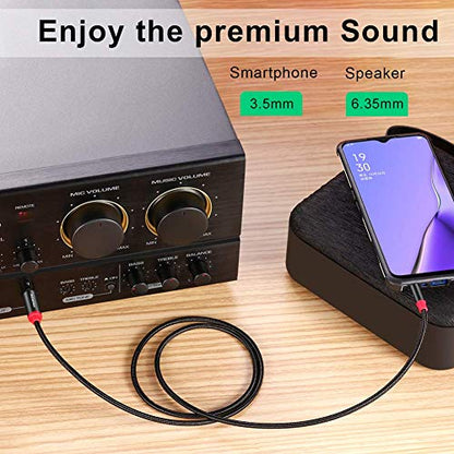 SHULIANCABLE 3.5mm to 6.35mm Stereo Audio Cable (6.6Ft/2M) | 6.35 1/4" to 3.5 1/8" Male TRS Stereo Audio Cable for Guitar,iPod, Laptop, Home Theater Devices,Smartphones,and Amplifiers - size: 6.6 ft