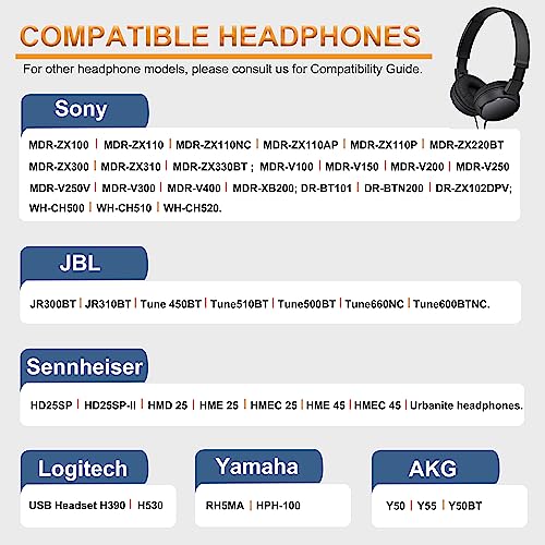 Ear Cushions for Sony JBL Headphone Replacement Ear Pads 70MM (2 Pack) | Work for Sony MDR-ZX110 ZX110NC ZX100 WH-CH500 CH520 CH510 V150 V250 V200 JBL Tune 510BT 500BT 450BT 660NC 600BTNC Headsets