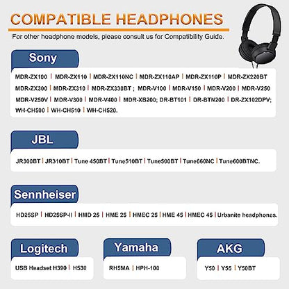 Ear Cushions for Sony JBL Headphone Replacement Ear Pads 70MM (2 Pack) | Work for Sony MDR-ZX110 ZX110NC ZX100 WH-CH500 CH520 CH510 V150 V250 V200 JBL Tune 510BT 500BT 450BT 660NC 600BTNC Headsets