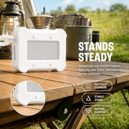 COMECASE Silicone Case for JBL Go 5 with Metal Carabiner, White, Case Only | Thickened Edges, Inner Cushioning Ribs, Easy Button Access, Uncovered Grille and Edge Light, for Travel and Outdoor Use - color: White