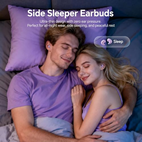 Xmenha Flat Sleep Mini Invisible Earbuds Wireless Bluetooth, Side Sleepers Flat Sleeping Small Tiny Micro Ear Buds Small Ears Low Profile Smallest Discreet Hidden Earbuds Headphones for Work 2-Pack - color: Beige