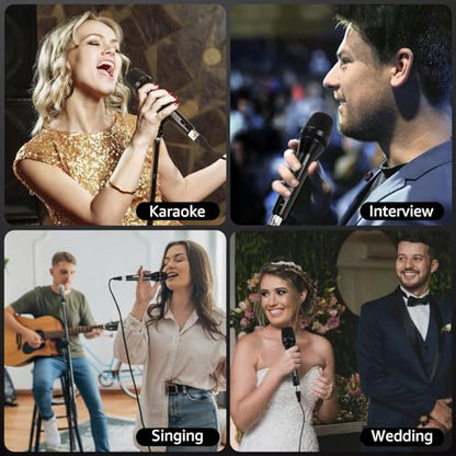 Wired Microphone for Singing,Professional Vocal Dynamic Handheld Karaoke,Cardioid Studio Mic,16.4 ft XLR & 6.35 MM with On and Off Switch, for Speakers/Mixer/Machine/Amp/Speech/Karaoke and Outdoors