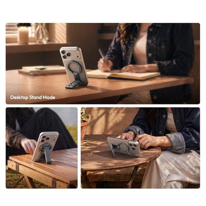 ULANZI MA62 Magnetic Phone Tripod Stand, Ultra-Slim 0.33in Pocket-Sized Foldable Kickstand, N52 Magnet Aluminum Alloy Mantis Hook Desktop Mount, 2.22oz Portable Mini Tripod for iPhone Android