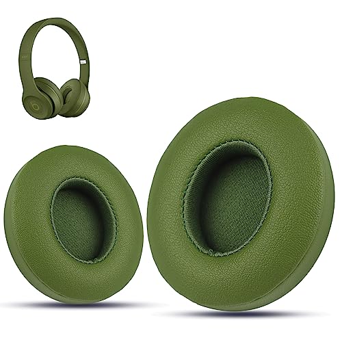 Krone Kalpasmos Earpad Replacement for Beats Solo 2 & 3 Wireless/Wired Headphone, Ear Cushion Premium Protein Leather Memory Foam with Kits, Superb Comfortable Easy to Install – Hunter Green - color: Hunter Green