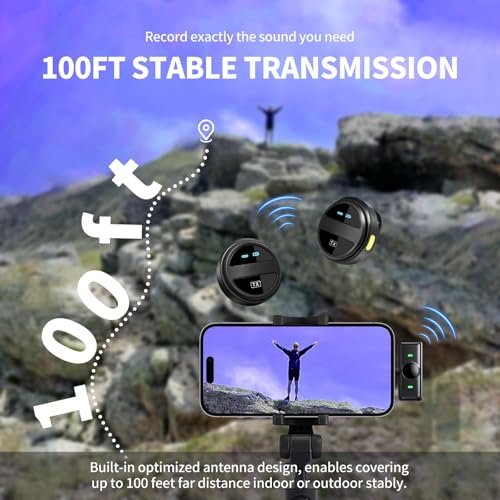 Wireless Lavalier Microphone for iPhone/Android, mini Lapel Microphone for YouTube, Video Recording, Vlog, Live Streaming - (1 Sets)