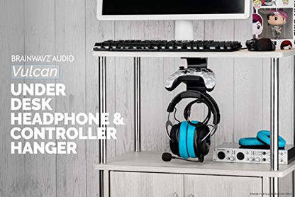 BRAINWAVZ The VULCAN - Under Desk Gamepad Controller & Headphone Hanger Holder Stand - Designed for XBOX ONE, PS4, PS3, PS5, Dualshock, Switch, PC, Steelseries, Steam & More - color: Vulcan - Controller & Headphone Mount