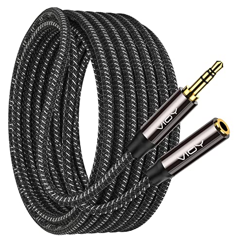 VIOY Headphone Extension Cable 30 FT, 3.5mm Male to Female Braided Aux Cord | Long extension cord, Hi-Fi lossless audio,Aluminum shell; extends 3.5mm TRS jack for headphone, phone, speaker and car stereo - size: 30FT