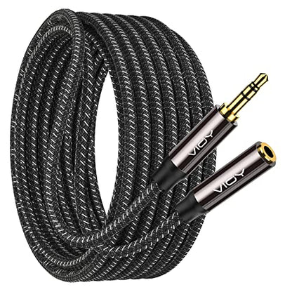 VIOY Headphone Extension Cable 30 FT, 3.5mm Male to Female Braided Aux Cord | Long extension cord, Hi-Fi lossless audio,Aluminum shell; extends 3.5mm TRS jack for headphone, phone, speaker and car stereo - size: 30FT