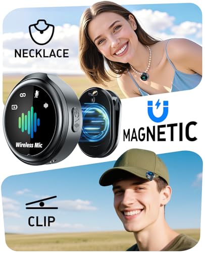 Mini Microphone for iPhone: 2PCS Wireless Lavalier Microphone for Android - Noise Canceling Magnetic Clip Lapel Mic - Vlogging & Pro Video Recording for Content Creators