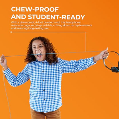 Gumdrop DropTech On-Ear Wired Headphones No Mic | USB C - Long Tangle Free Chew-Proof Cord - Rugged Reliable Drop Tested and Comfortable for Kids K-12 Students Classroom and School Use - size: USB-C No Mic