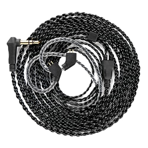 KBEAR KS1 IEM Cable, 2 Meter Long in Ear Monitor Cable, CCZ C01 4N OFC Upgraded Replacement Earbuds Cords for CCZ Melody, DC01 PRO, MC02, DC02, DC03, NC01, KS2, Storm (2m, TFZ-Pins Without Mic, Black) - size: 2m, style: TFZpins-Without Mic