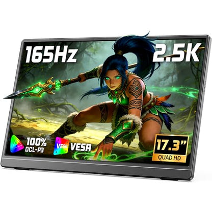 VILVA 17.3" QHD 165Hz USB-C HDMI Gaming Monitor | 17.3" QHD 165Hz IPS, slim metal+stand, USB-C/HDMI, for PC/PS5/Xbox/Switch, gaming. - color: Light Black
