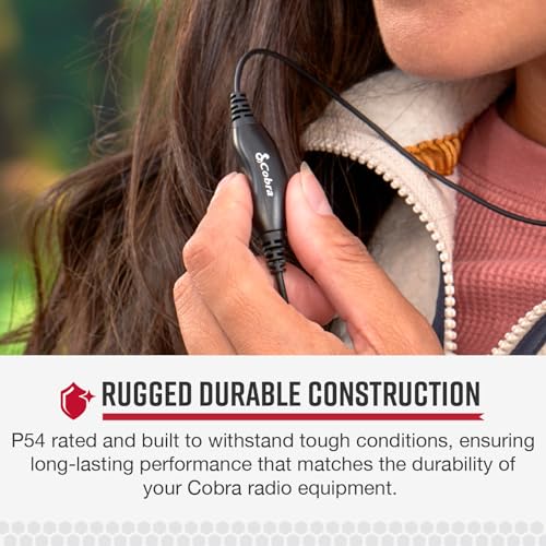 Cobra 2.5mm D-Style Headset for Two-Way Radios | Over-The-Ear Headset for Hands-Free Communication with Push-To-Talk Button