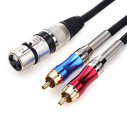 Tisino XLR to RCA Y-케이블, XLR 암 - 듀얼 RCA 어댑터 Y-스플리터 복제기 리드 언밸런스 스테레오 오디오 상호 연결 케이블 -1m/1미터 | 믹서 스튜디오용 언밸런스 듀얼 RCA to XLR 오디오 어댑터, 금 도금 OFC 차폐 인터커넥트 Y-스플리터 패치 코드 - size: 3.3피트, style: XLR 암 - 듀얼 RCA