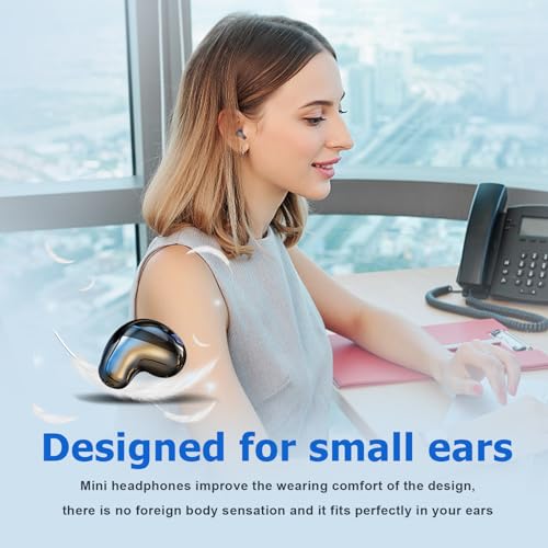 Xmenha Wireless Mini Invisible Earbuds - Hidden for Work, Bluetooth Micro Tiny Earbuds for Small Ears, Discreet Low Profile Spy Earpiece - color: White