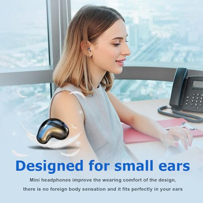 Xmenha Wireless Mini Invisible Earbuds - Hidden for Work, Bluetooth Micro Tiny Earbuds for Small Ears, Discreet Low Profile Spy Earpiece - color: White