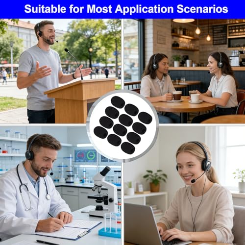 12 Pack Microphone Covers Foam, Noise Reduction Mic Cover, for Lapel and Headset Microphones Windscreen