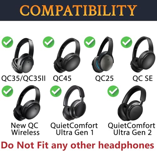 SOULWIT Headphone Carry Case for Bose QC35/QC45/QC Ultra/QC25/QC SE/Quiet Comfort, Hard EVA Replacement Case, Travel Storage Bag with Carabiner - Black