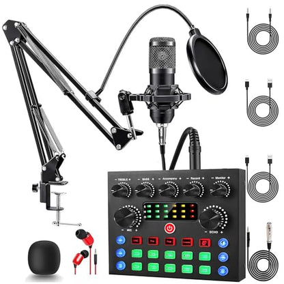 ALSO GO Podcast Equipment Bundle, V8s Sound Card with BM-800 Microphone | Podcast Microphone Bundle with Voice Changer, Recording Studio Equipment for Singing Gaming Live Streaming and YouTube Tiktok - size: 1× BM800 Microphone