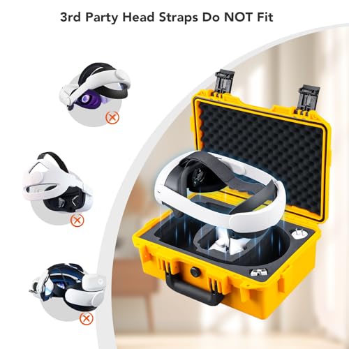 Lykus Titan OQ200 Waterproof Hard Case for Quest 3S/3 and Elite Head Strap | CASE ONLY,Fits Stock and Official Elite Head Strap,IP67 Waterproof,Shockproof,CNC Cut Premium Foam - color: Yellow