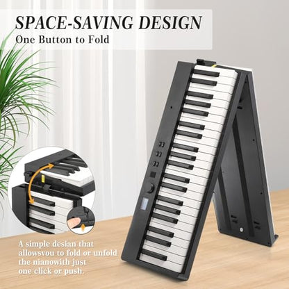 88-Key Portable Foldable Electronic Keyboard. the Portable Keyboard Comes with Headphones, Pedals, Stand and Fixing Frame. It Is Suitable for Beginners and Can Be Used Both on Trips and at Home - color: 88 Keys Set（Foldable）