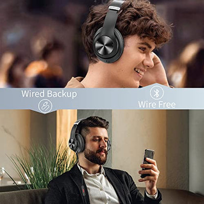 Headphones Wireless Bluetooth with Mic, Wireless Headphones Over Ear with Hi-Fi Audio Deep Bass,3.5MM Cable,Soft-Earpads (NO ANC) - color: Dark Grey