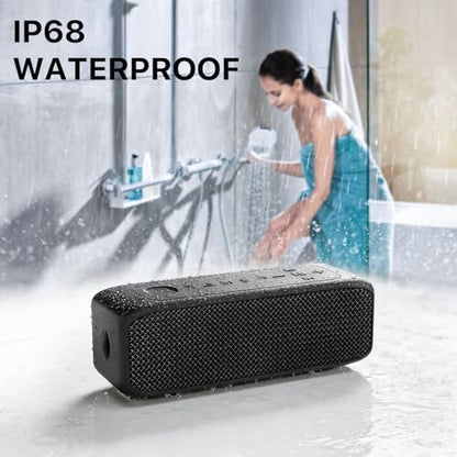 NOBIS 20W Bluetooth Speakers, IP68 Waterproof, Up to 24H Playtime | TWS Pairing, BT 6.0, EQ Mode, TF card & AUX input,Hands-Free Call with App Control for Outdoor, Travel, Home - color: Black