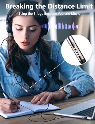 VIOY 3.5mm Male to Female Headphone Extension Cable Right Angle 2 Pack 20FT | 90 degree plug for narrow space, Hi-Fi lossless audio; extends 3.5mm TRS jack for headphones, phones, speakers and car stereo - size: 20FT+20FT