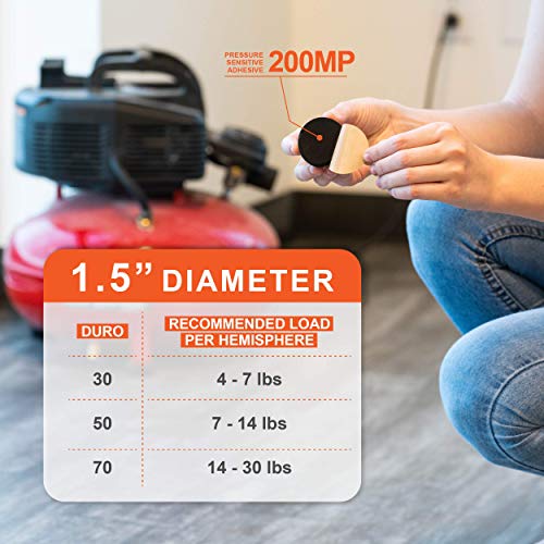 1.5" Dia Sorbothane Hemisphere Rubber Bumper Non-Skid Feet with Adhesive (4, 30 Duro) - size: 30 Duro