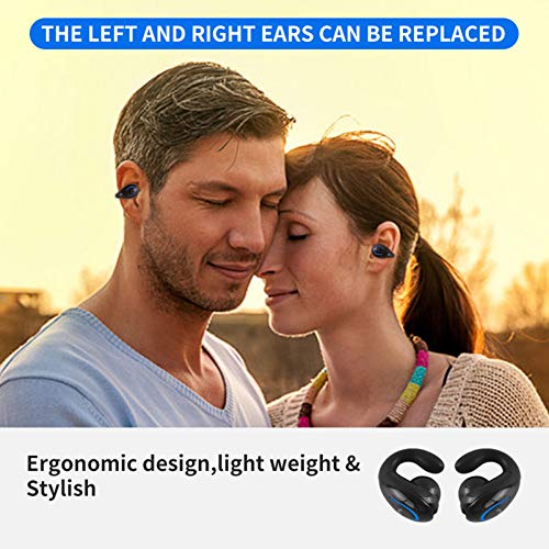 Bluetooth Headset, Sunffice Single Ear BT5.0 Ultralight Wireless Headphone Cell Phone Earpiece Ear Clip with Mic, Noise Canceling Handsfree Driving Earbud for iPhone, Android,Samsung Smartphone(Black) - color: Black
