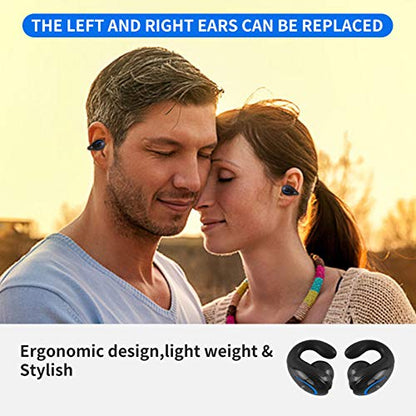 Bluetooth Headset, Sunffice Single Ear BT5.0 Ultralight Wireless Headphone Cell Phone Earpiece Ear Clip with Mic, Noise Canceling Handsfree Driving Earbud for iPhone, Android,Samsung Smartphone(Black) - color: Black