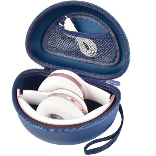COMECASE Case for Beats Solo 4/Studio Pro Headphones with Mesh Pocket | Water-Resistant Hard Shell, Mesh Pocket for Cables, Travel Storage, Fits Solo 2/3, Solo Pro and Studio3, Slate Blue, Bag Only - color: Blue