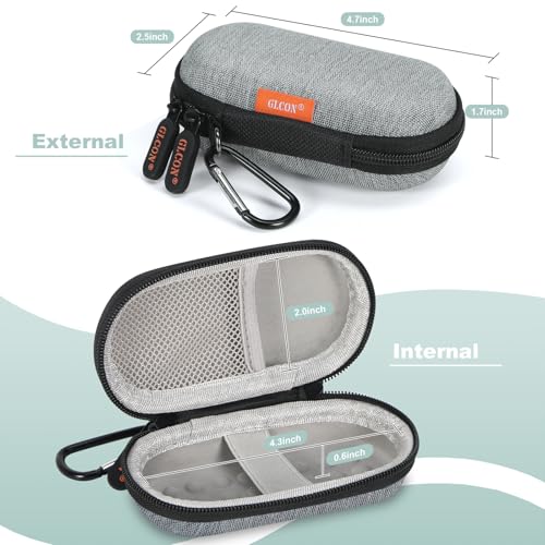 Mini Earbud Case, Oval Hard Shell Carrying Pouch Bag - color: Light-Grey