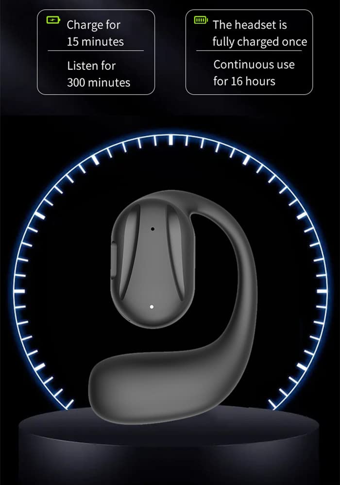 BQXX Open Ear Bluetooth Headphone Single on Ear Bluetooth Headset Wireless Earpiece with earhook Sport Business Earphone Up to 15 Hours Talk Time only Left Earphone