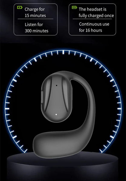 BQXX Open Ear Bluetooth Headphone Single on Ear Bluetooth Headset Wireless Earpiece with earhook Sport Business Earphone Up to 15 Hours Talk Time only Left Earphone