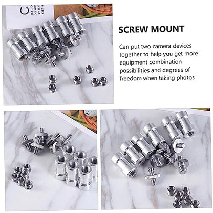 20pcs Metal 1/4 to 3/8 Screw Adapter Set for Camera and Tripod Threaded Converter Mount Silver Finish Compatible DSLR Microphones and Accessories