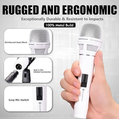 Professional Vocal Microphone for Singing, XLR Dynamic Wired Mic - color: A-White