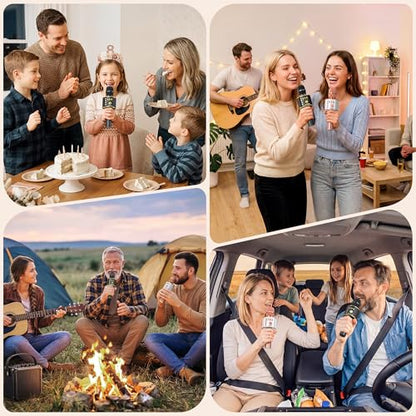 BONAOK Wireless Bluetooth Karaoke Microphone, 3-in-1 Portable Handheld Mic Speaker Machine for All Smartphones, Gifts to Girls Boys Kids Adults All Age Q37(Black Gold) - color: Black Gold