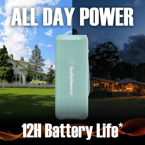 Audiosource Portable Bluetooth Speaker, 30W Loud Sound, Dual Passive Radiators for Deep Bass, Bluetooth 5.4, Auracast Multi-Speaker Pairing, IP67 Waterproof, 200ft Range, 12H Battery (Sea Foam) - color: Sea Foam