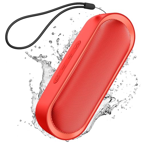 LENRUE Bluetooth Speakers, Waterproof Portable Speakers with TWS, 24 Playtime, Stereo Sound, Wireless for Home Shower Pool Beach Outdoor (Red) - color: Red