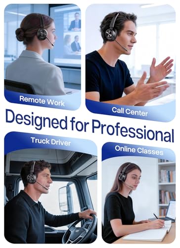 Trucker Bluetooth Headset, Wireless Headset with Microphone | USB Dongle, On Ear Bluetooth Headphones with AI Noise Cancelling 50H Playback Mute Button for Truck Driver Office Work, Black - color: Black